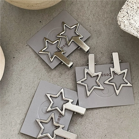 Y2K Hohl Stern Legierung Entenschnabel Haarspangen Silber Punk Stil Minimalistisch Sternform Haarnadel Damen Haarschmuck
