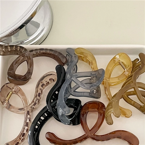 Koreanischer Stil Große Geometrische Welle Haarklammer Für Damen Elegant Kunststoff Eis-Transluzente Jelly Haarnadeln Haarschmuck