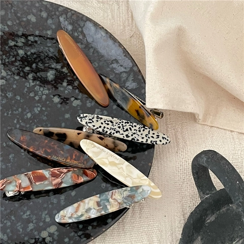 Fermaglio per Capelli in Acetato Ovale Vintage Fatto a Mano per Donna Moda Motivo Tartarugato Marmoreo Accessori per Capelli