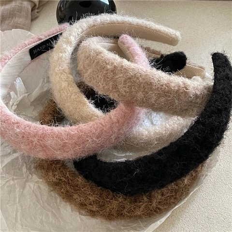 Cerchietto Largo da Donna in Peluche di Ecopelliccia Autunno Inverno Spesso Morbido in Stile Coreano Fatto a Mano Accessori per Capelli