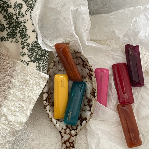 Pinza para el Cabello Rectangular de Resina Vintage Francesa Pico de Pato para Mujer Color Sólido Accesorios para el Cabello
