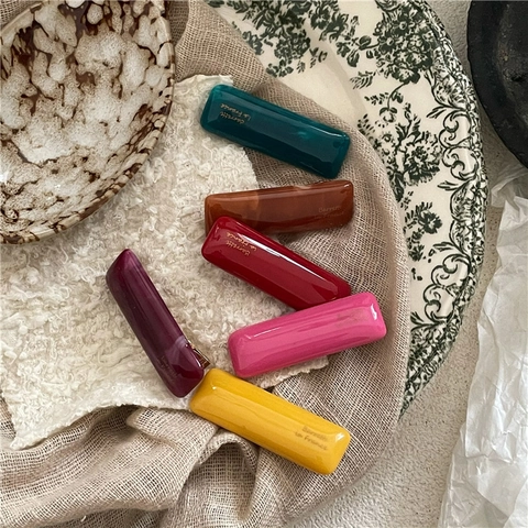 Pinza para el Cabello Rectangular de Resina Vintage Francesa Pico de Pato para Mujer Color Sólido Accesorios para el Cabello