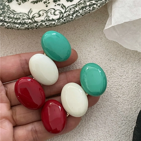 Pinza para el Cabello de Resina Ovalada Colorida de Estilo Coreano Bloque de Color Pinza de Pico de Pato para Mujer