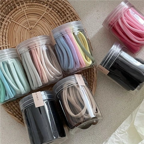 Coleteros Sin Costuras de Alta Elasticidad Colores Morandi Anillo de Toalla Cintas para el Pelo Sin Daños Bote de Cuerda para el Cabello para Mujeres Niñas Peinado Diario