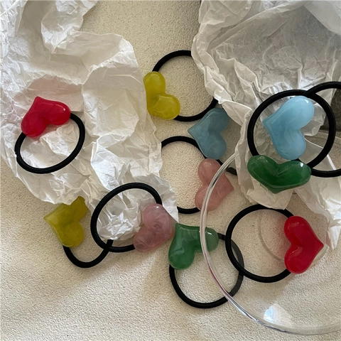 Zoete Kleurrijke Hart Hars Haarelastiekjes Voor Vrouwen Meisjes Koreaanse Stijl Elastische Haartouw Leuke Mode Haaraccessoires