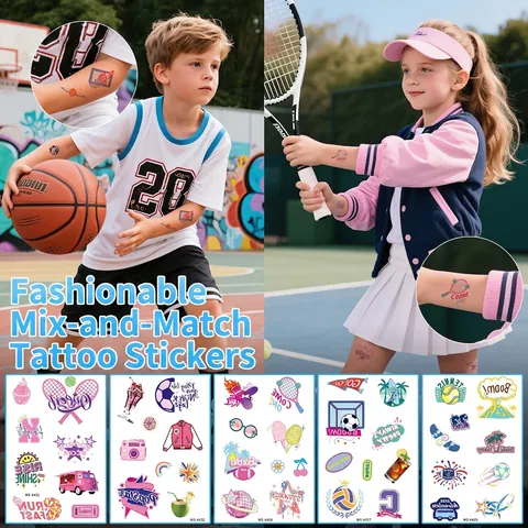 Temporary Tattoo Stickers Waterproof Cartoon Sports Style Body Art For Kids Boys Girls Long Lasting