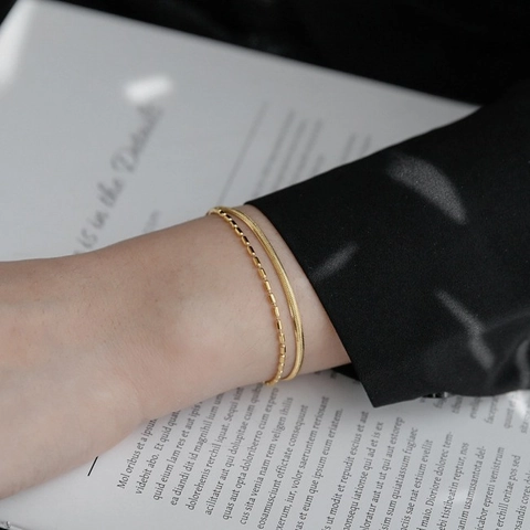 Minimalista Acciaio Inossidabile Doppio Strato Catena a Serpente Bracciale Oro Perline Cavigliera Gioielli Regolabili Donna