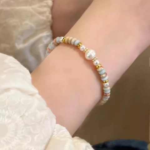 Naturstein Süßwasserperle Schmuckset Für Damen Boho Handgefertigte Süßwasserperlenkette Armband Süßwasserperle Achat Halskette Mode Pendler Accessoire