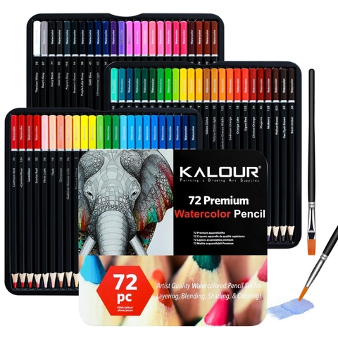 Professional Watercolor Pencils Set Water Soluble Soft Core Basswood Drawing Painting Art Supplies Tin Box Case