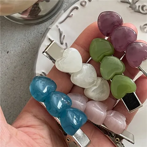 Ins Stil Marmor Struktur Herz Haarspangen Für Damen Süße Harz Entenschnabel Clips Mode Seite Pony Haarschmuck