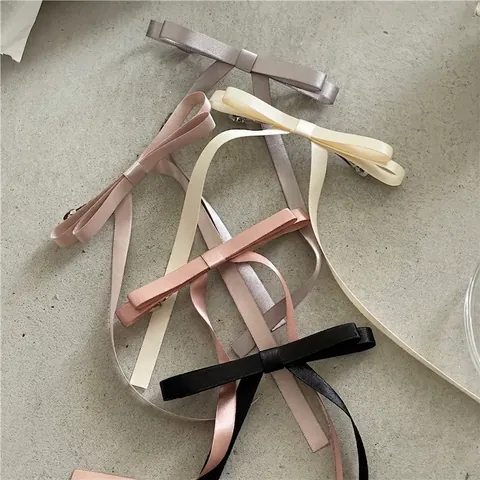 Fermaglio per Capelli con Fiocco in Tessuto di Raso Vintage Francese Con Nastri Lunghi Elegante Clip a Molla per Donna Decorazione Festa