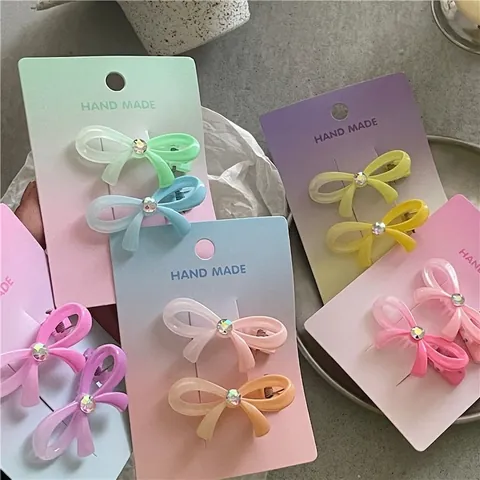 Pinzas para el Pelo con Lazo de Mariposa Degradado con Diamantes de Imitación Dulces Pinzas de Pico de Pato Coloridas Hechas a Mano para Mujeres Niñas