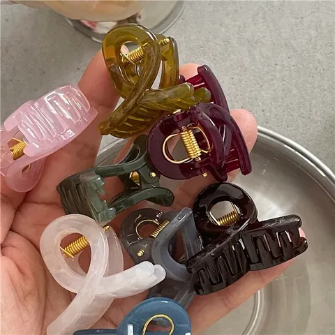 Jelly Texture Mini Hair Claw Clips For Women Girls Small Cross Shark Hairpins Morandi Color Plastic Hair Clips Daily Hair Accessories