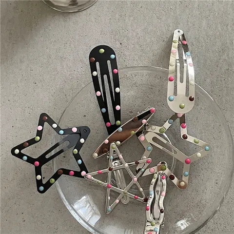 Bunte Polka Dot Legierung Stern Haarspangen Süße Metall Wassertropfen Haarnadeln Mode Haarschmuck Für Damen Und Mädchen