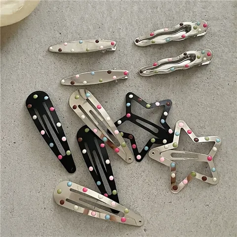 Bunte Polka Dot Legierung Stern Haarspangen Süße Metall Wassertropfen Haarnadeln Mode Haarschmuck Für Damen Und Mädchen