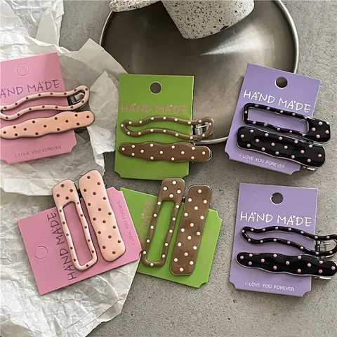 Douce Barrettes À Cheveux En Alliage À Pois Pour Femmes Filles Mignon Fait À La Main Pince Bec De Canard Accessoires De Coiffure