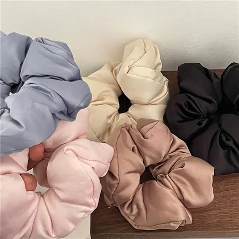 Elegant Satin Foam Filled Scrunchie Large Puffy Hair Tie Solid Color Elastic Hair Rope Korean Style Fashion Hair Accessories For Women