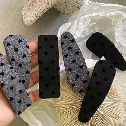 Simpatiche Mollette per Capelli BB Avvolte in Tessuto Jacquard a Cuore per Donna Stile Coreano Clip Laterali Geometriche Rettangolari