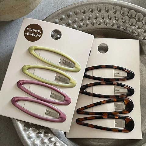 Leopard Print Resin Alloy Hair Clip Set Multicolor Geometric Water Drop Oval BB Clips Fashion Hair Accessories For Women