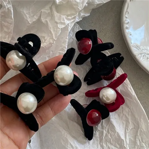 Mollette Per Capelli Mini Floccate Vintage Francese Per Donna Ragazza Finta Perla Artificial In Plastica Piccoli Fermagli Per Capelli Accessori Quotidiani