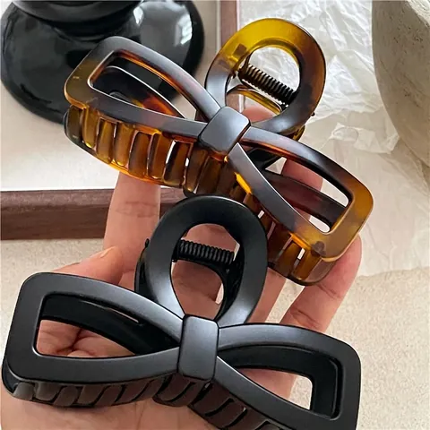 Pinza per Capelli a Fiocco Farfalla Nero Opaco Tartarugato Svuotata Grandi Fermagli per Capelli da Donna Ragazza Accessori per Capelli