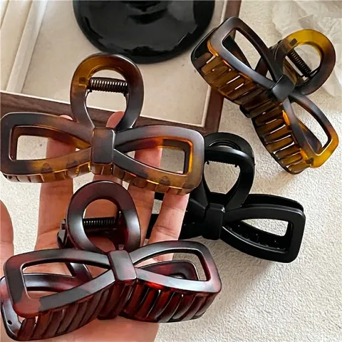 Pinza per Capelli a Fiocco Farfalla Nero Opaco Tartarugato Svuotata Grandi Fermagli per Capelli da Donna Ragazza Accessori per Capelli