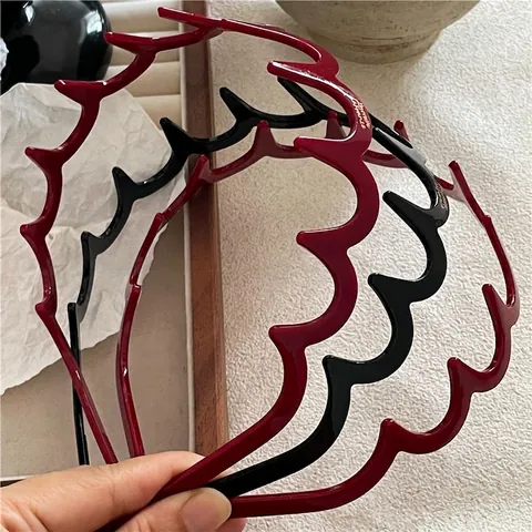 Koreanischer Stil Minimalistischer Wellen Zickzack Haarreif Damen Glänzender Kunststoff Haarreifen Für Tägliches Gesichtswaschen