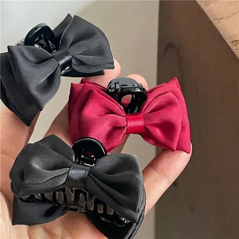 Französische Vintage Satin Schleife Haarklammer Für Damen Süß Doppelschicht Schleifenband Pony Kleine Seitenclips Haarschmuck