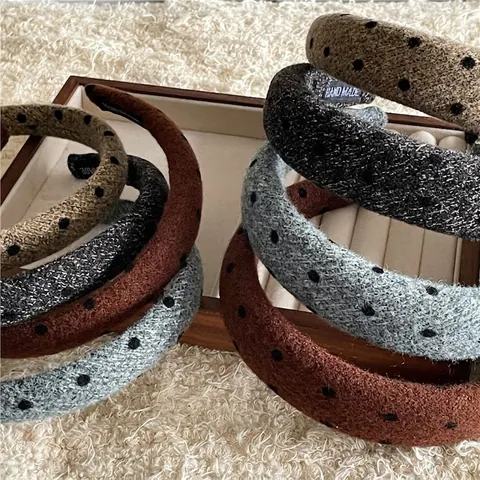 Vintage Polka Dot Gepolstertes Haarband Breites Stoff Schwamm Stirnband Elegante Punktmuster Haarschmuck Für Damen Mädchen Mode