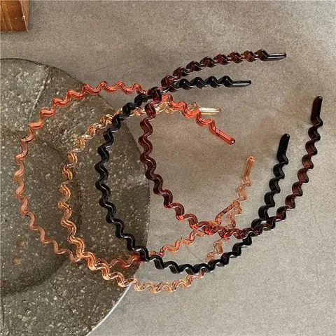 Diadema de Plástico con Ondas Simple Banda para el Cabello en Zigzag Antideslizante Accesorios para el Cabello Minimalistas Color Sólido para Mujer