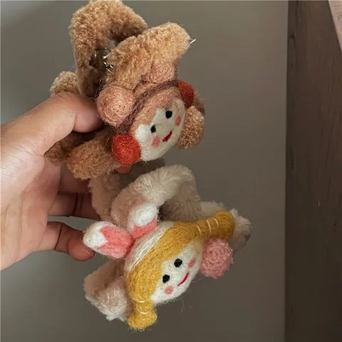 Handmade Plush Cartoon Girl Hair Claw Clip Cute Wool Felt Rabbit Ears Ball Head Hair Accessories For Women Girls