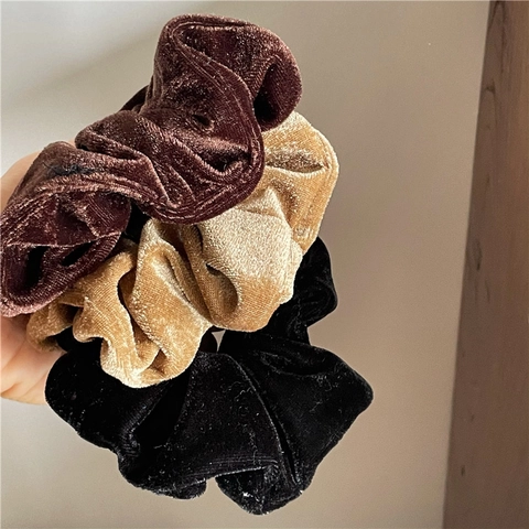 Coleteros De Terciopelo Grandes Elásticos Color Sólido Diademas De Tela Para Mujeres Niñas Accesorios Para El Cabello