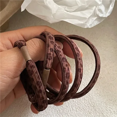 Élastique à Cheveux Imprimé Léopard Mode Coréenne pour Femmes Support de Queue de Cheval Marron Motif Animal en Tissu Durable Accessoire Cheveux