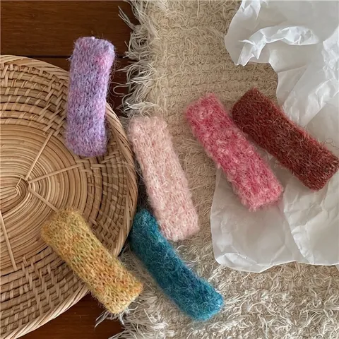 Morbida Clip per Capelli BB Rettangolare in Filato per Donna Dolce Forcina in Tessuto Peluche Accessori per Capelli Geometrici