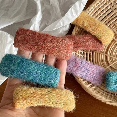 Morbida Clip per Capelli BB Rettangolare in Filato per Donna Dolce Forcina in Tessuto Peluche Accessori per Capelli Geometrici