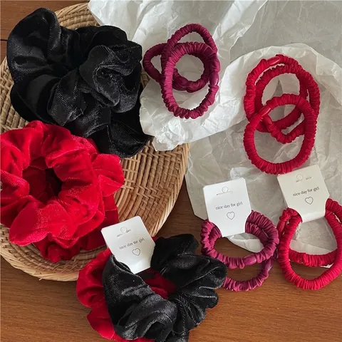Velvet Hair Scrunchies Elastic Fabric Hair Ties Solid Color Korean Style Sweet Decorative Hair Accessories For Women Girls Daily Wear