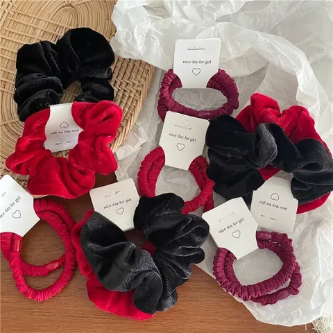 Velvet Hair Scrunchies Elastic Fabric Hair Ties Solid Color Korean Style Sweet Decorative Hair Accessories For Women Girls Daily Wear