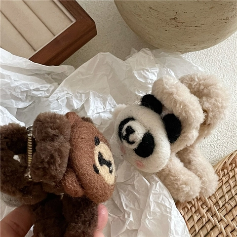 Simpatiche Mollette per Capelli in Peluche a Forma di Orso e Panda Accessori per Capelli in Feltro di Lana per Donna