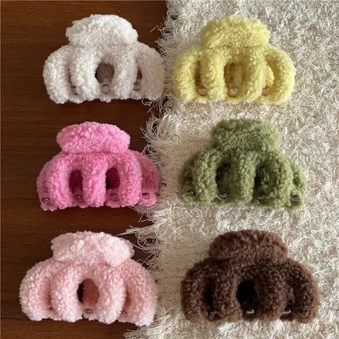 Pinza para el Pelo de Felpa Dulce Forma de Calabaza Vellón de Peluche Clip de Pelo para Mujer Otoño Invierno Accesorios