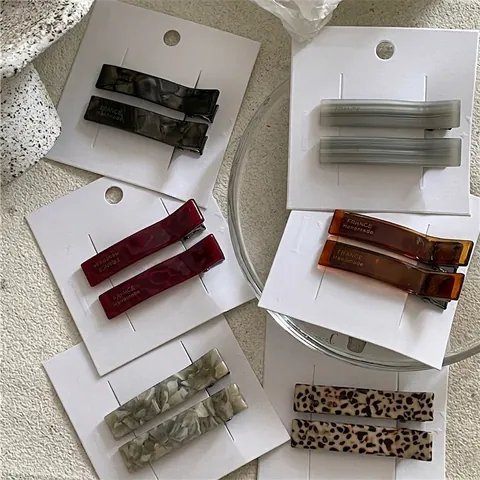 Elegante Acetat Geometrische Rechteckige Haarklammern Marmor Leopard Schnabelspangen Handgefertigte Koreanische Damen Haarschmuck
