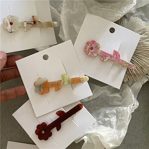 Romantische Acetat Textur Blume Haarspange Strass Staubblatt Süßer Koreanischer Stil Entenschnabel Clip Für Damen Haarschmuck