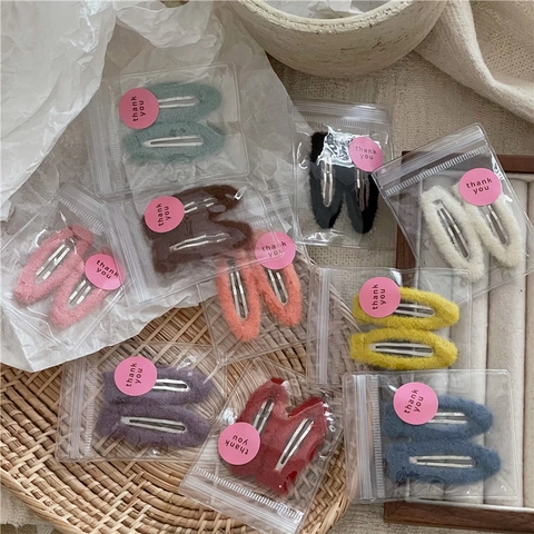 Pinza para el Cabello BB de Gota de Agua de Felpa Dulce de Estilo Coreano para Mujer Horquillas de Tela Color Crema