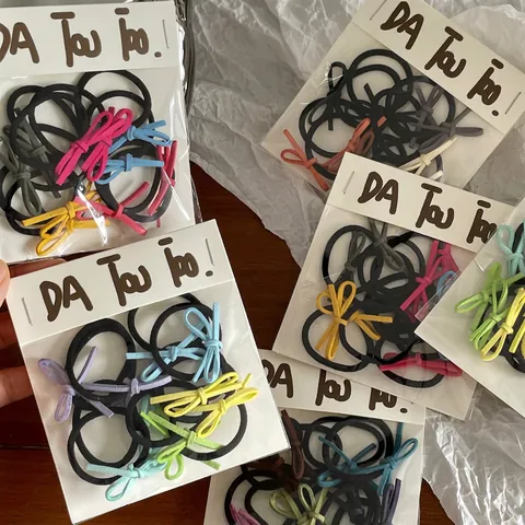 Élastiques à Cheveux à Nœud Style Coréen pour Enfants Fait à la Main Tissu Bandes de Cheveux Élastiques Multicolores pour Filles Femmes Bijoux