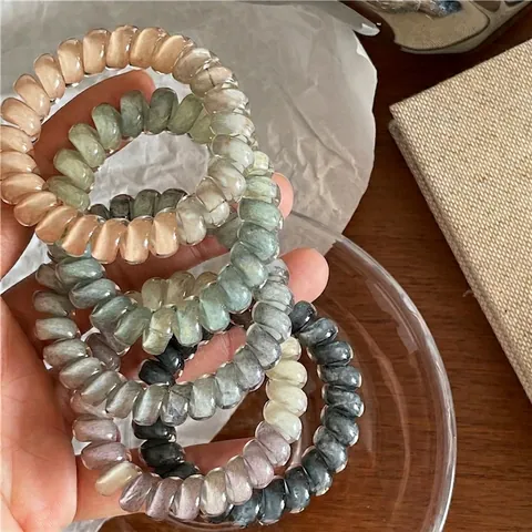 Gradient Telefonkabel Haargummi Harz Spirale Haarbänder Elastische Scrunchies Für Damen Mädchen Täglich Pferdeschwanz Halter Zubehör