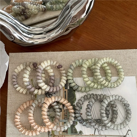 Gradient Telefonkabel Haargummi Harz Spirale Haarbänder Elastische Scrunchies Für Damen Mädchen Täglich Pferdeschwanz Halter Zubehör