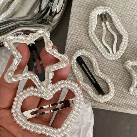 Barrette à Cheveux en Perles Artificielles Style Coréen Doux Forme de Cœur Étoile Nuage Épingles à Cheveux BB Mode Accessoires