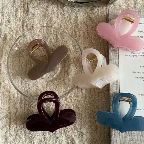 Moda Colorido Corazón de Resina Pinza para el Pelo para Mujer Estilo Coreano Plástico Hueco Corazón Pinza de Pelo Accesorio