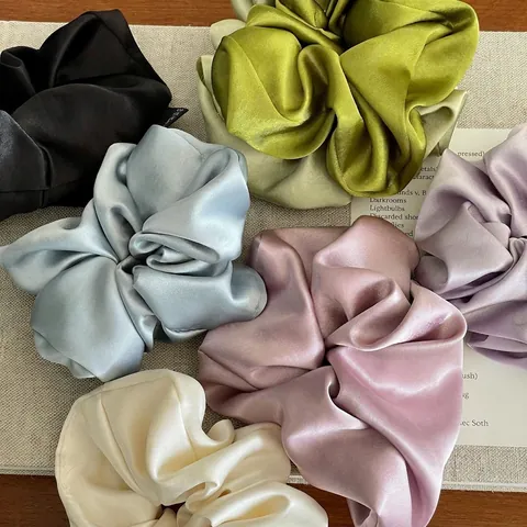 Elegant Satin Scrunchies Large Solid Color Hair Ties For Women Korean Style Hair Rope Ponytail Holder Styling Accessories