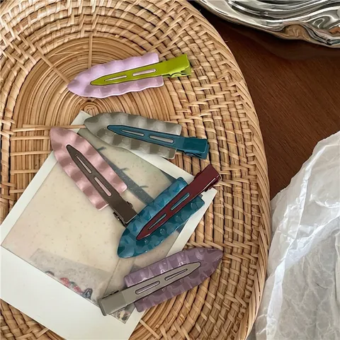 Pinza de Pelo de Pico de Pato de Aleación y Acetato de Color de Contraste Patrón de Mármol Ondulado Joyería de Moda para Mujer