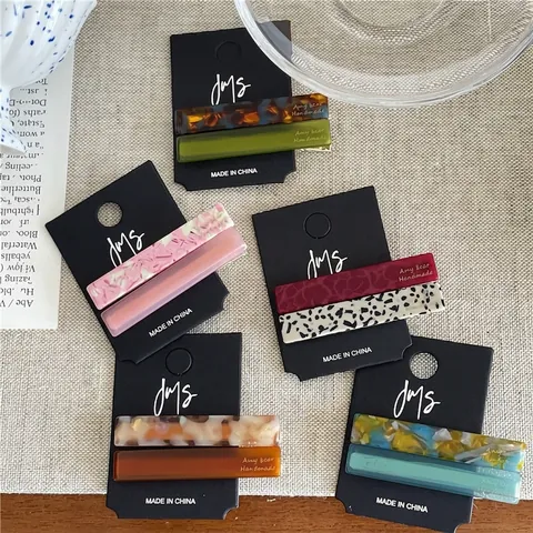 Pinzas para el Cabello de Acetato Elegantes Rectangulares Geométricas Pico de Pato Coloridas Mármol Leopardo para Mujeres Niñas